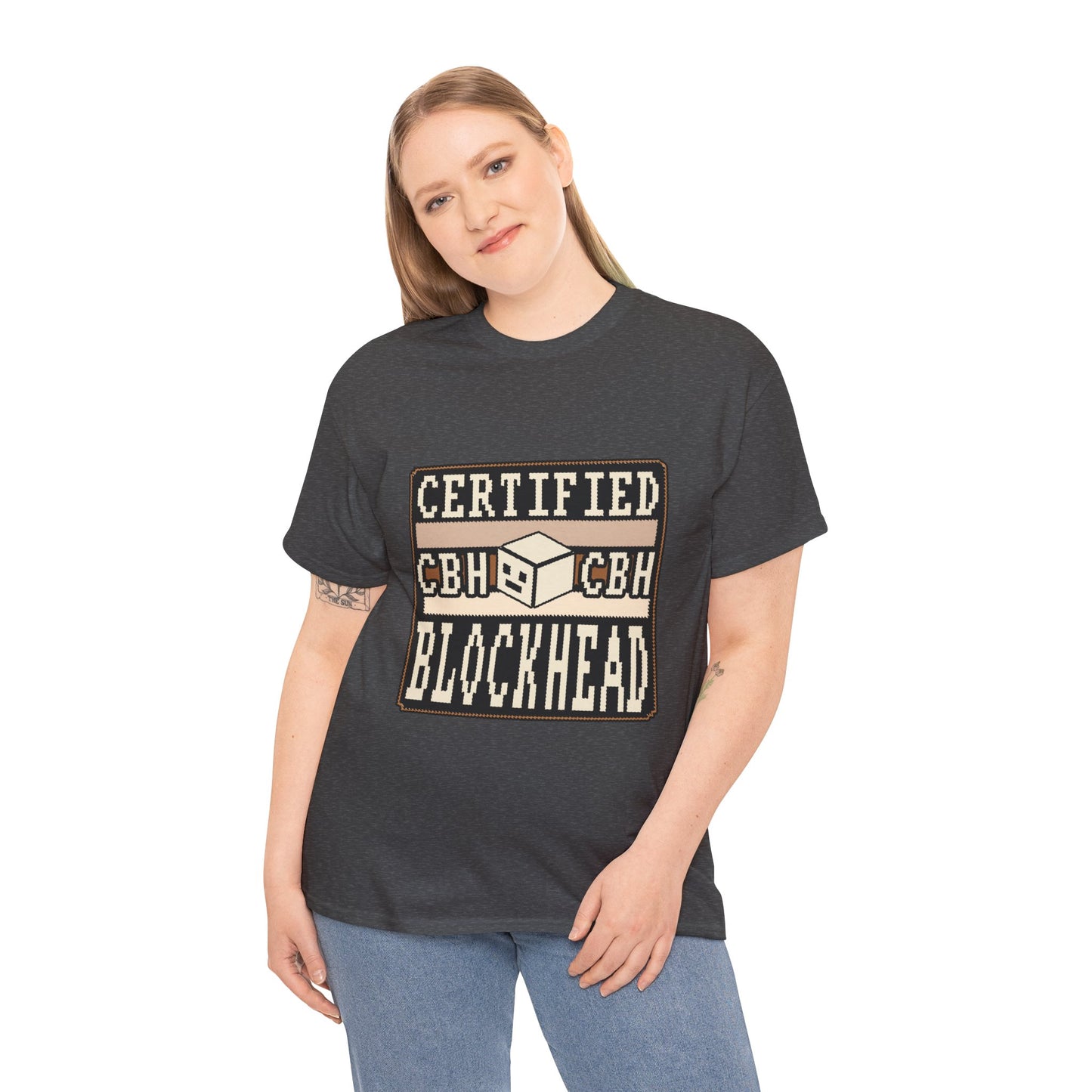 Certified Blockhead - Pixel Art Badge Tee