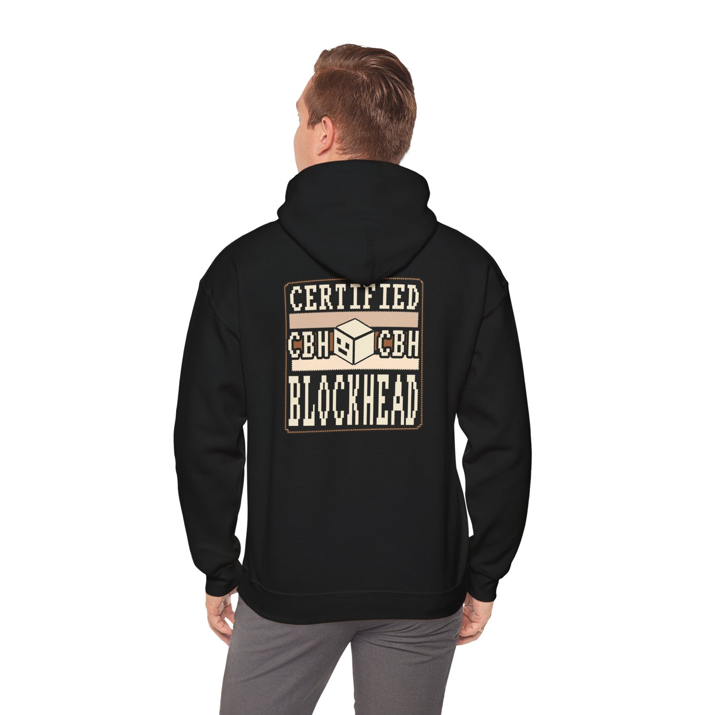 Certified Blockhead - Pixel Art Badge Hoodie