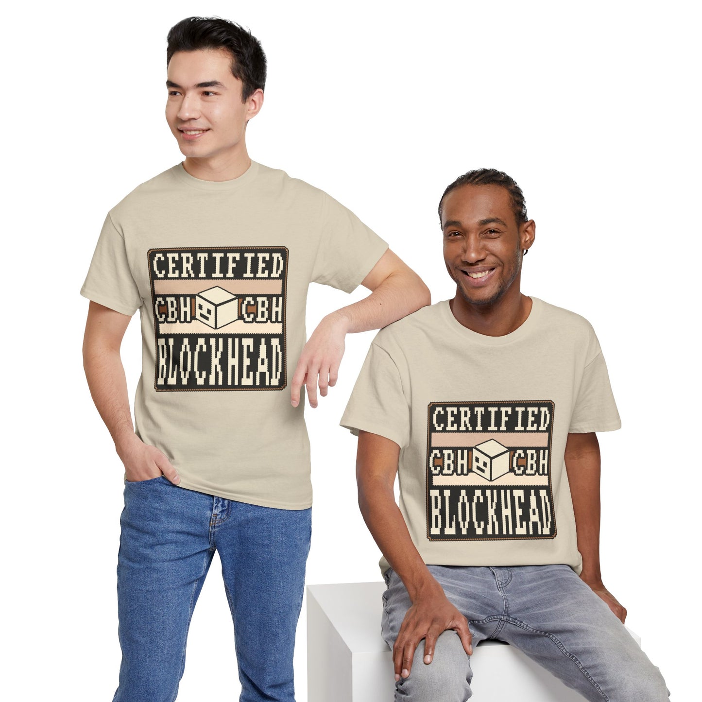 Certified Blockhead - Pixel Art Badge Tee