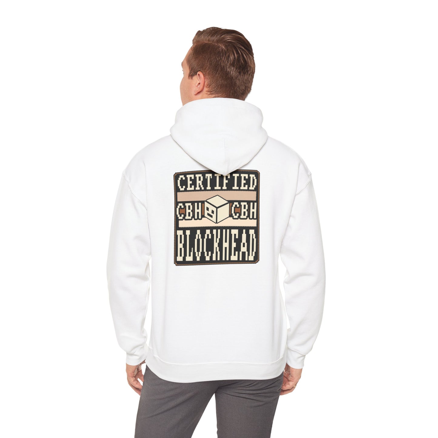 Certified Blockhead - Pixel Art Badge Hoodie