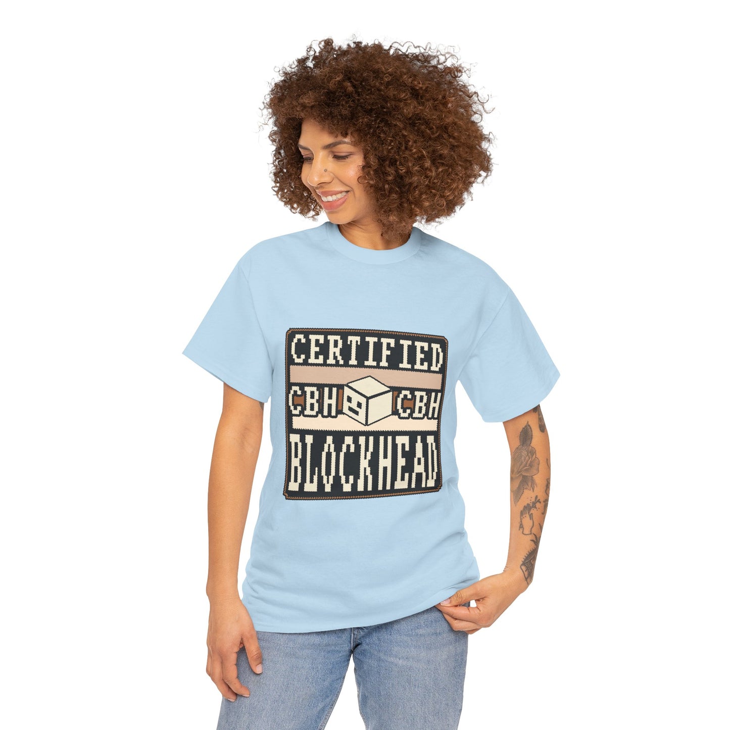 Certified Blockhead - Pixel Art Badge Tee