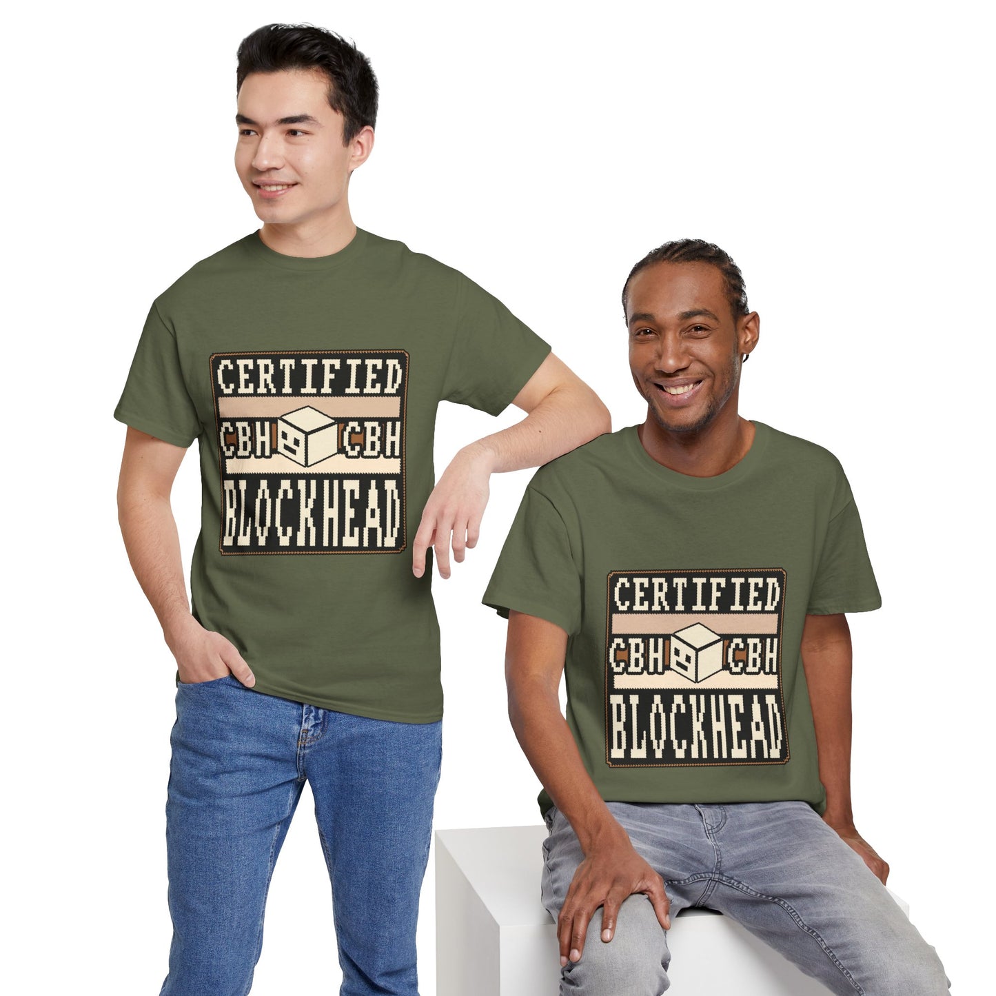 Certified Blockhead - Pixel Art Badge Tee