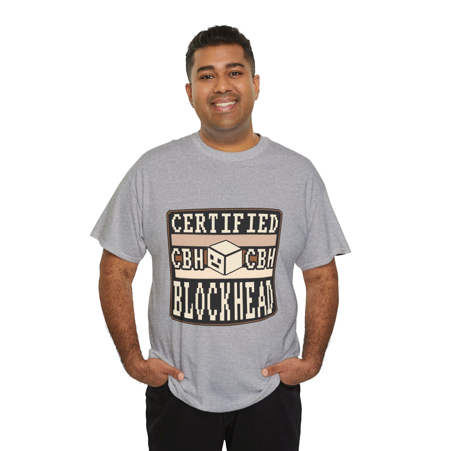 Certified Blockhead - Pixel Art Badge Tee