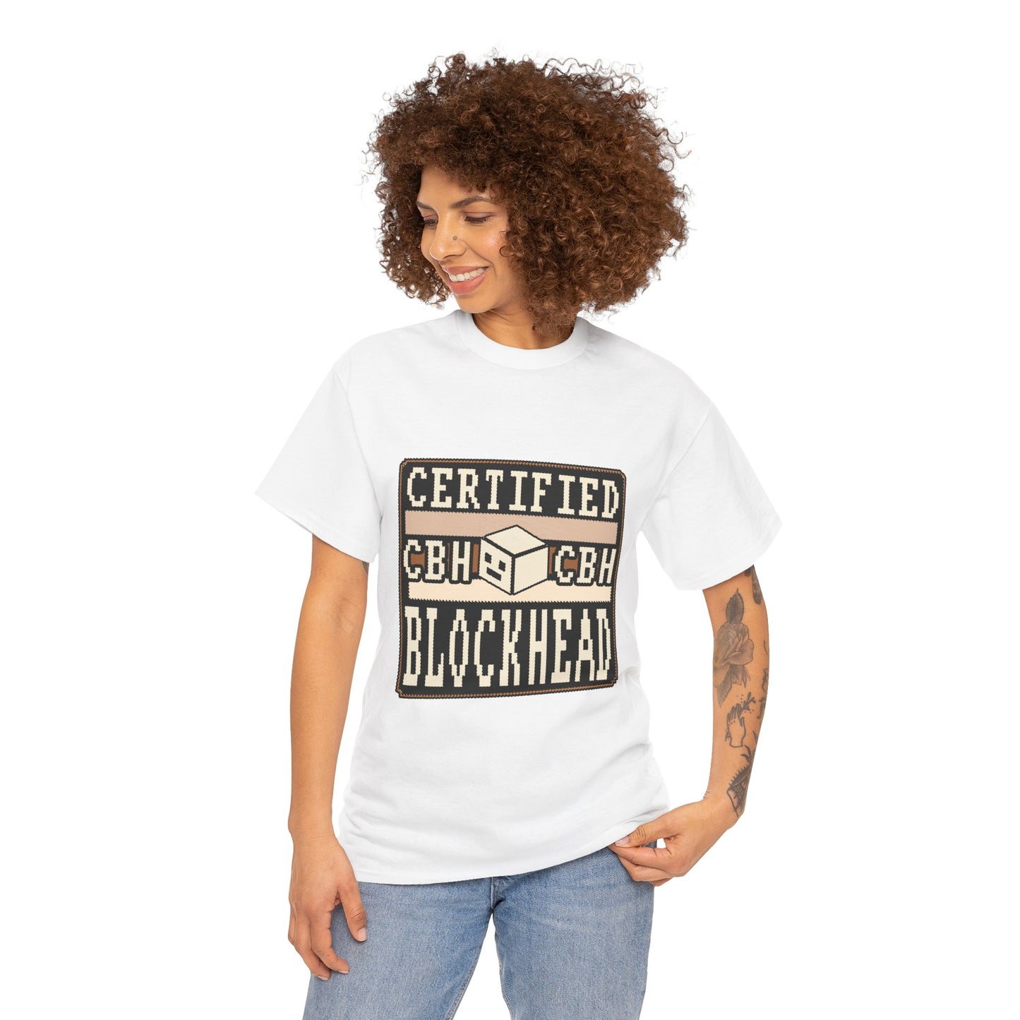 Certified Blockhead - Pixel Art Badge Tee