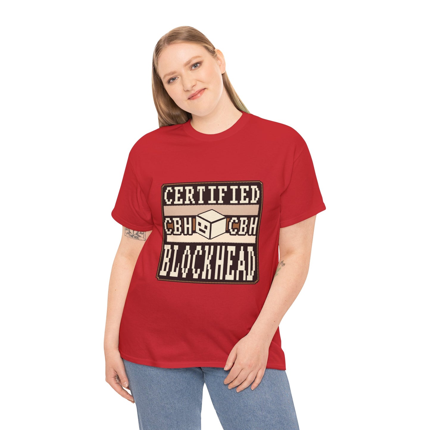 Certified Blockhead - Pixel Art Badge Tee