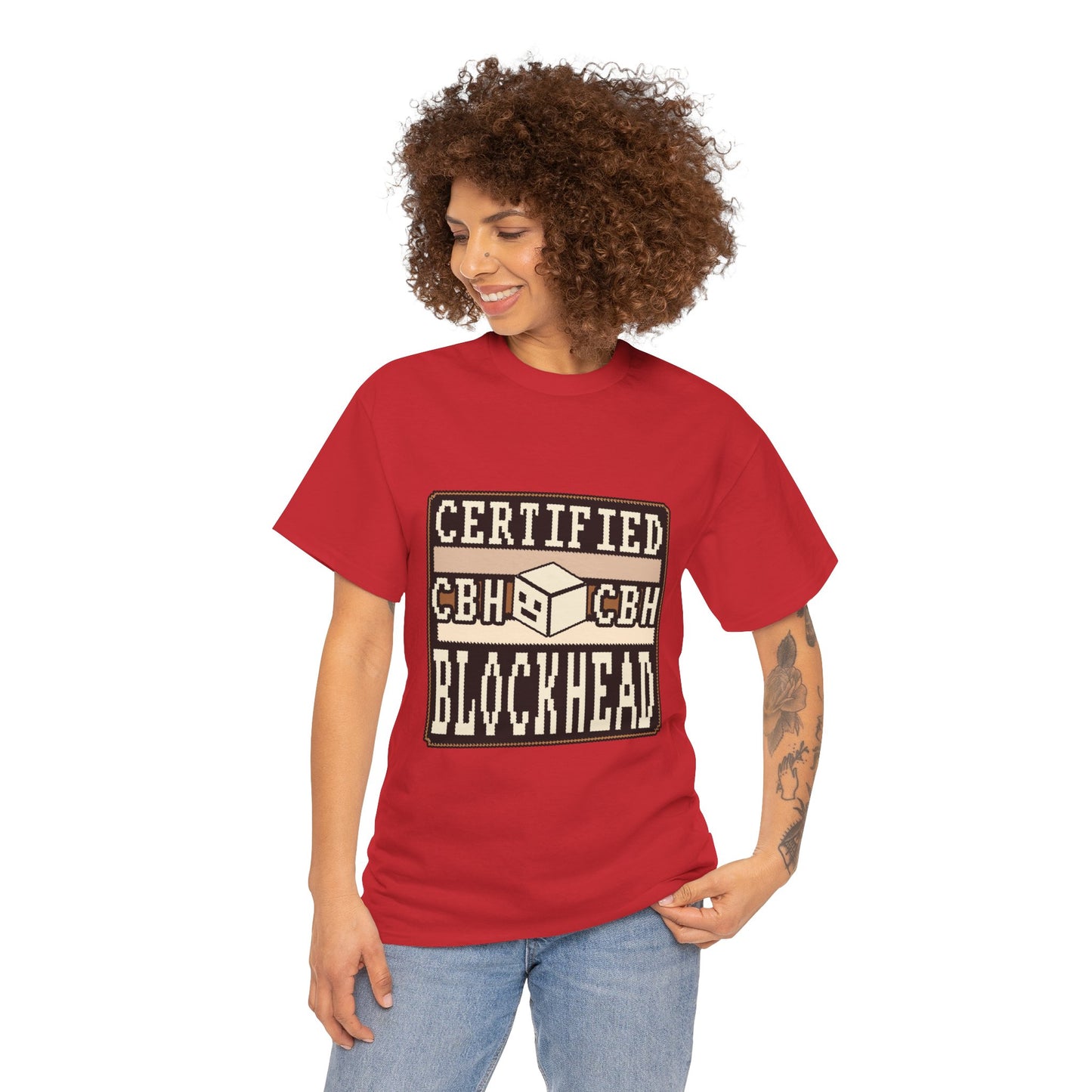 Certified Blockhead - Pixel Art Badge Tee