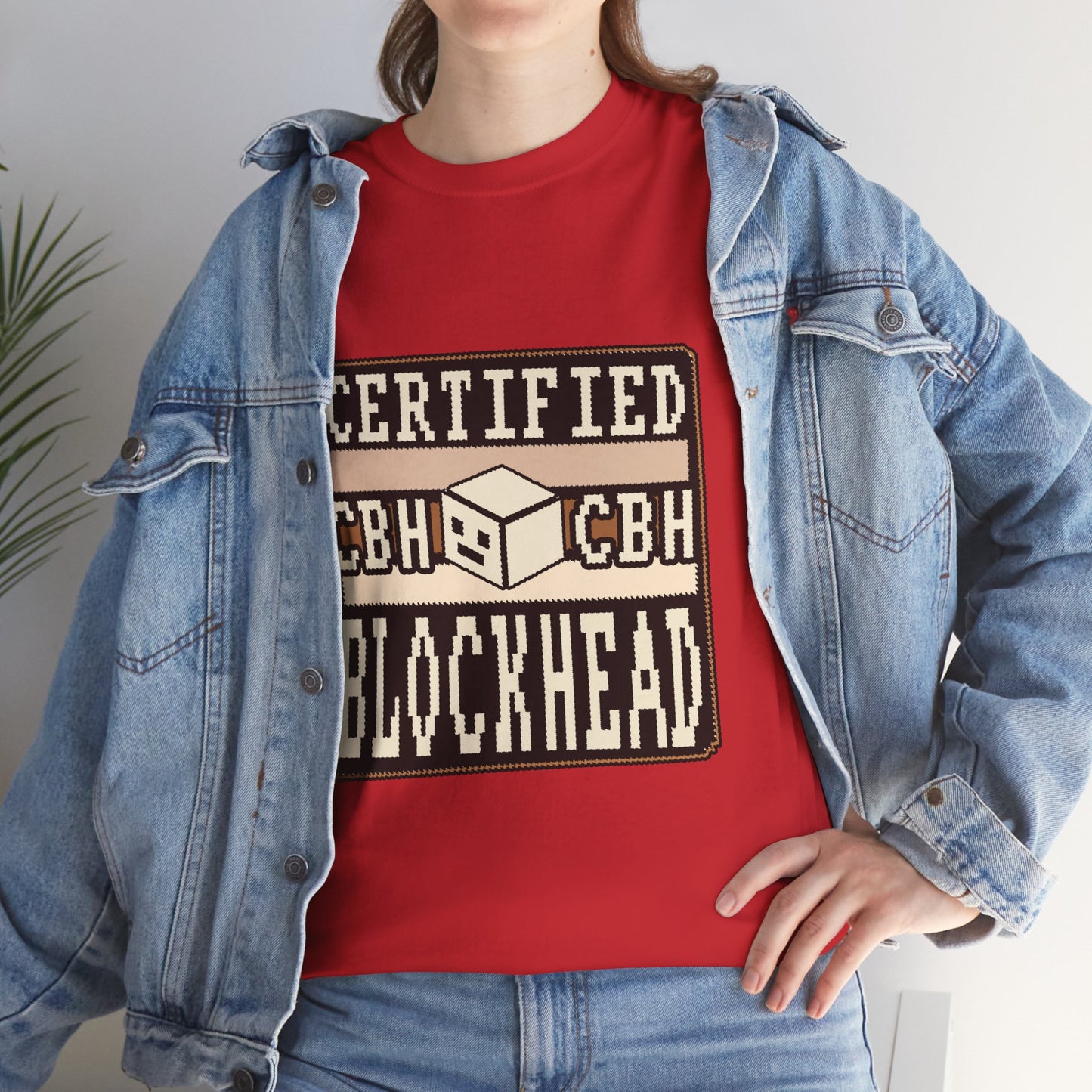 Certified Blockhead - Pixel Art Badge Tee