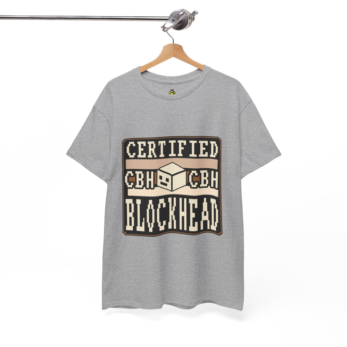 Certified Blockhead - Pixel Art Badge Tee