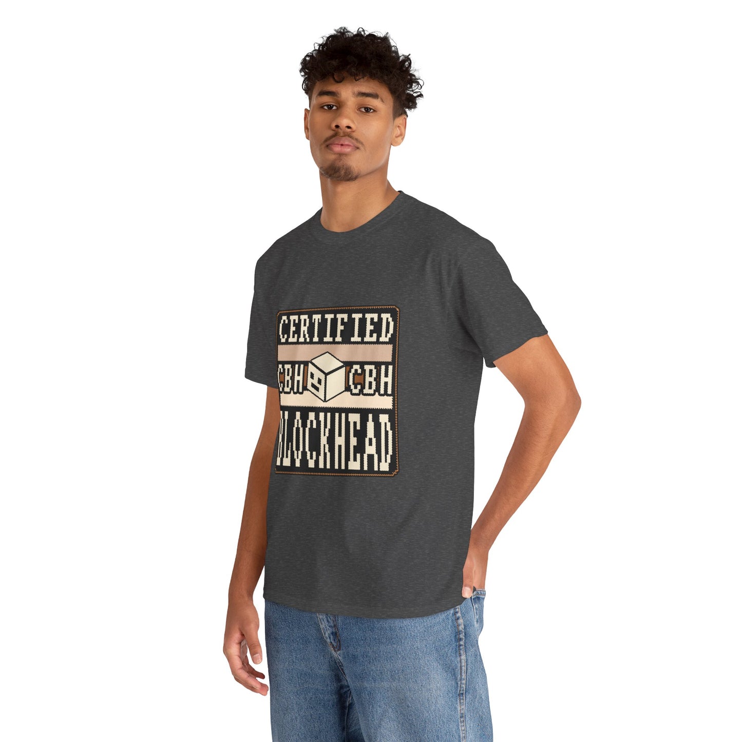 Certified Blockhead - Pixel Art Badge Tee