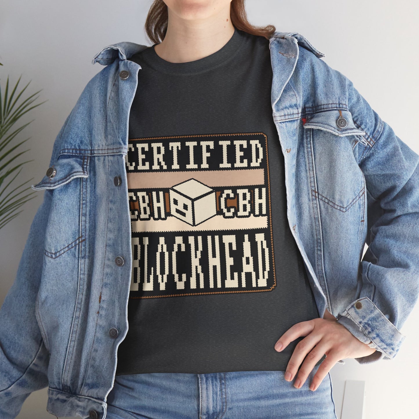 Certified Blockhead - Pixel Art Badge Tee