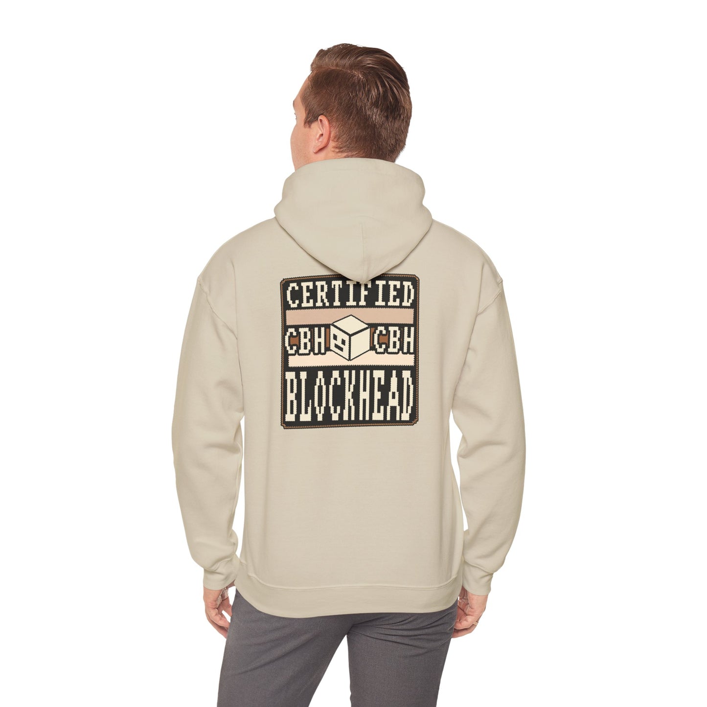 Certified Blockhead - Pixel Art Badge Hoodie