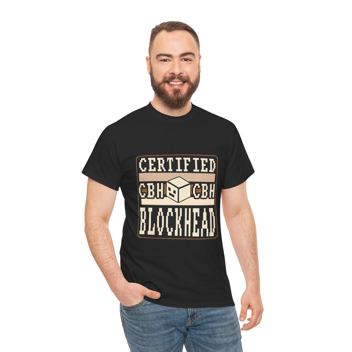 Certified Blockhead - Pixel Art Badge Tee